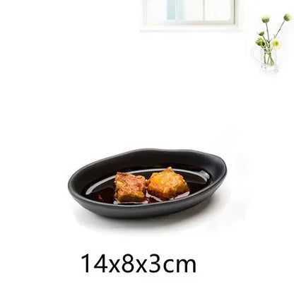1pcs Black Melamine Sushi Bar Snack Tableware Barbecue Buffet Dish Wine Sushi Fruit Tray Kitchen Supplies