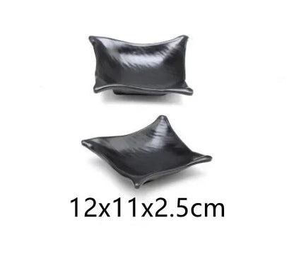 1pcs Black Melamine Sushi Bar Snack Tableware Barbecue Buffet Dish Wine Sushi Fruit Tray Kitchen Supplies