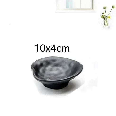 1pcs Black Melamine Sushi Bar Snack Tableware Barbecue Buffet Dish Wine Sushi Fruit Tray Kitchen Supplies