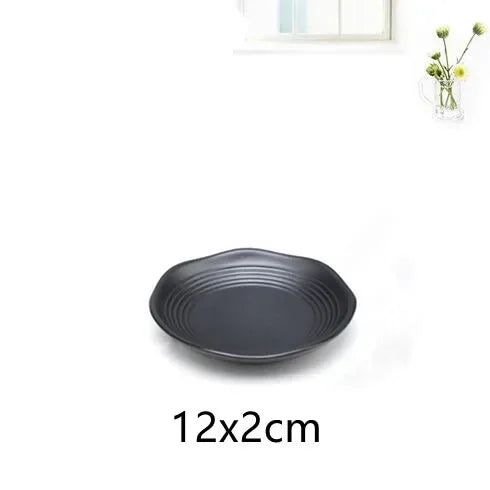 1pcs Black Melamine Sushi Bar Snack Tableware Barbecue Buffet Dish Wine Sushi Fruit Tray Kitchen Supplies