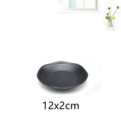 1pcs Black Melamine Sushi Bar Snack Tableware Barbecue Buffet Dish Wine Sushi Fruit Tray Kitchen Supplies