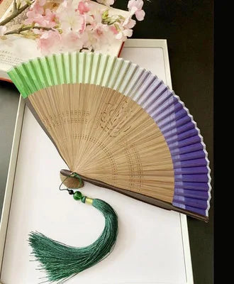 1pcs Folding Hand Fan Chinese Style Floral Patterns Handheld Fan Summer Vintage Dancing Party Hanfu Fan for Girl Women