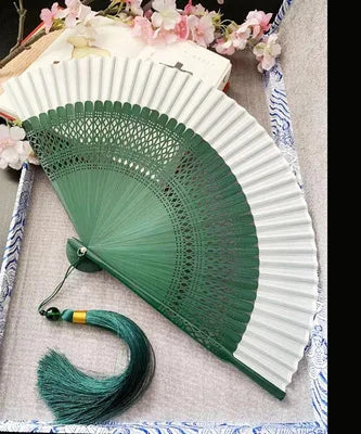 1pcs Folding Hand Fan Chinese Style Floral Patterns Handheld Fan Summer Vintage Dancing Party Hanfu Fan for Girl Women