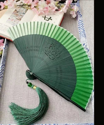 1pcs Folding Hand Fan Chinese Style Floral Patterns Handheld Fan Summer Vintage Dancing Party Hanfu Fan for Girl Women
