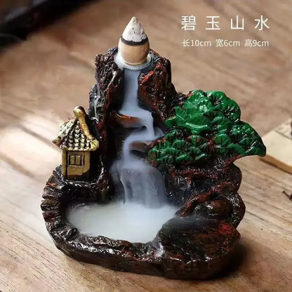 1pcs Resin Waterfall Backflow Incense Burner, Aroma Diffuser Ornament, Decorative Ornament, Home Decor, Room Decor