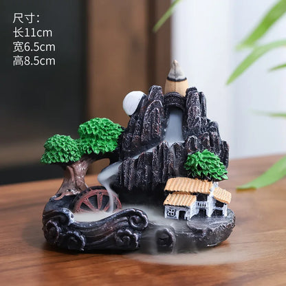 1pcs Resin Waterfall Backflow Incense Burner, Aroma Diffuser Ornament, Decorative Ornament, Home Decor, Room Decor