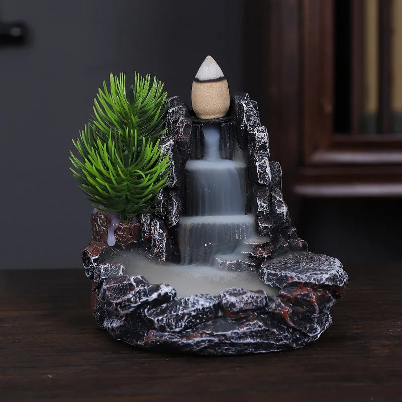 1pcs Resin Waterfall Backflow Incense Burner, Aroma Diffuser Ornament, Decorative Ornament, Home Decor, Room Decor