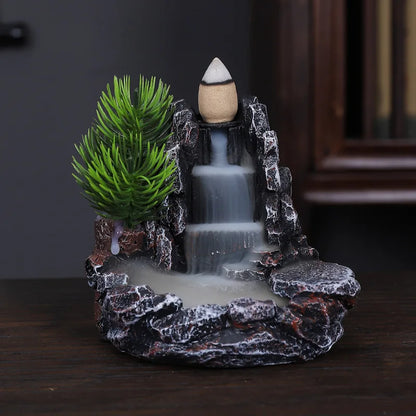1pcs Resin Waterfall Backflow Incense Burner, Aroma Diffuser Ornament, Decorative Ornament, Home Decor, Room Decor