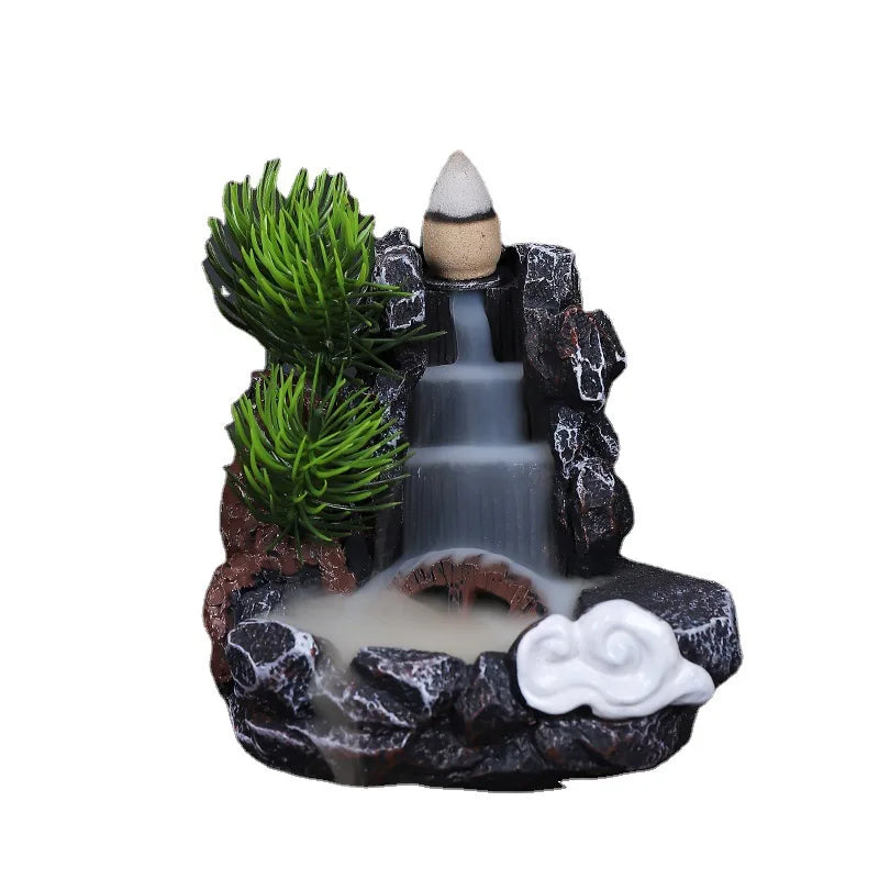 1pcs Resin Waterfall Backflow Incense Burner, Aroma Diffuser Ornament, Decorative Ornament, Home Decor, Room Decor