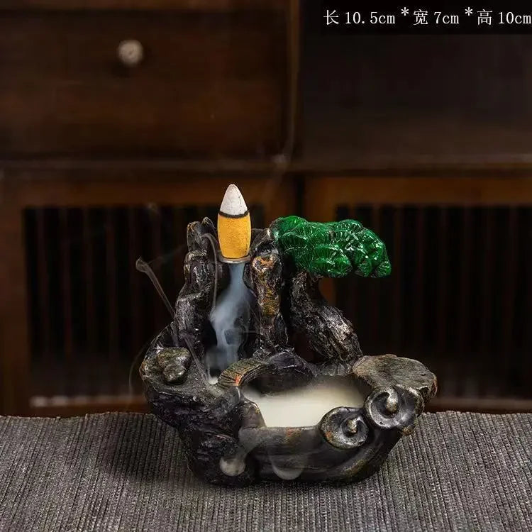 1pcs Resin Waterfall Backflow Incense Burner, Aroma Diffuser Ornament, Decorative Ornament, Home Decor, Room Decor