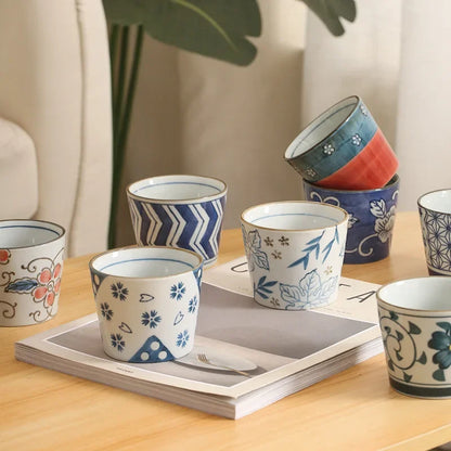 1pcs Retro Japanese Ceramic Tea Cup Porcelain Kung Fu Tea Bowl Sake Cups Coffee Mug Household Afternoon Teacup Wholesale