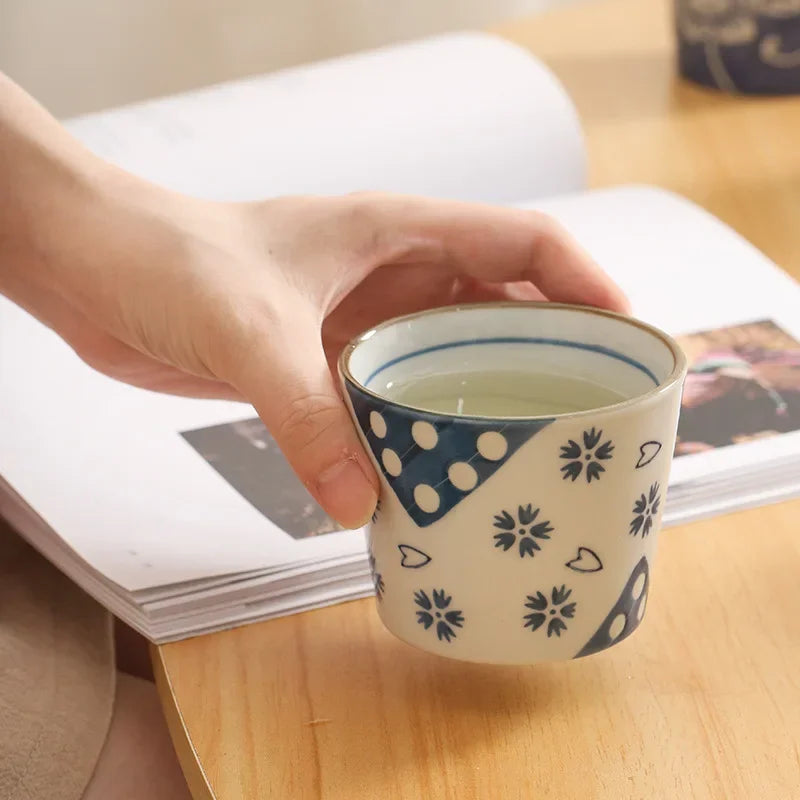 1pcs Retro Japanese Ceramic Tea Cup Porcelain Kung Fu Tea Bowl Sake Cups Coffee Mug Household Afternoon Teacup Wholesale