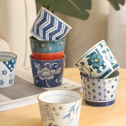 1pcs Retro Japanese Ceramic Tea Cup Porcelain Kung Fu Tea Bowl Sake Cups Coffee Mug Household Afternoon Teacup Wholesale