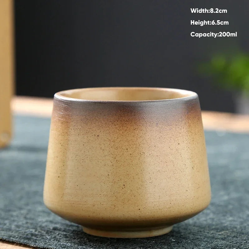1pcs Retro Japanese Style Ceramic Coffee Cup Coarse Ceramic Water Cups Pottery Afternoon Tea Mug Teacup Breakfast Milk Cup