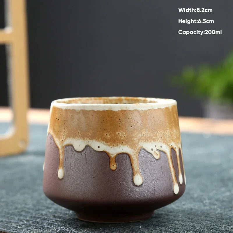 1pcs Retro Japanese Style Ceramic Coffee Cup Coarse Ceramic Water Cups Pottery Afternoon Tea Mug Teacup Breakfast Milk Cup