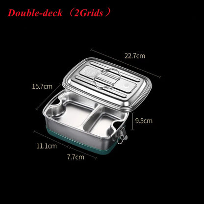 2/3 Grids Stainless Steel Double Layered Lunch Box with Lunch Bag Bento for Kids Fruit Dessert Food Warmer Tableware Kitchenware