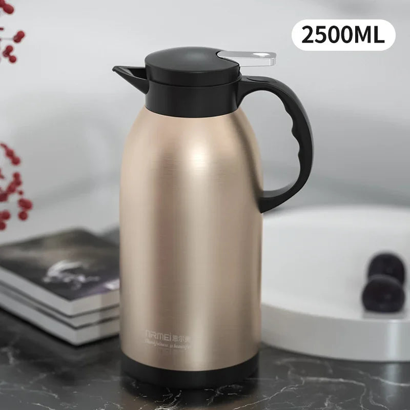 2/3L Large Capacity Stainless Steel Thermal Coffee Carafe Home Office Thermos Vacuum Flasks Kettle European Pot cafe