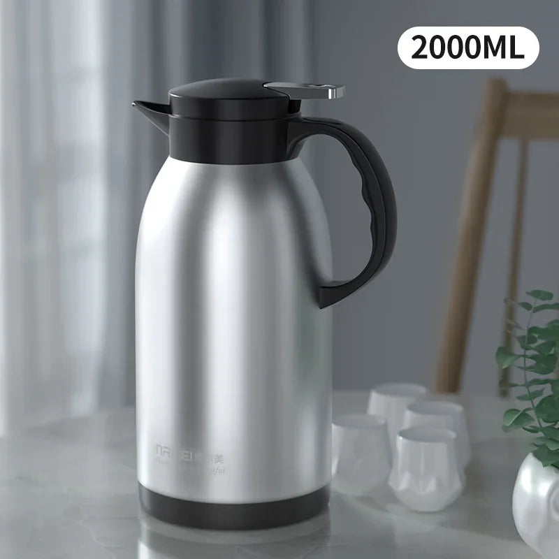 2/3L Large Capacity Stainless Steel Thermal Coffee Carafe Home Office Thermos Vacuum Flasks Kettle European Pot cafe