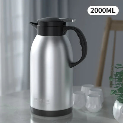 2/3L Large Capacity Stainless Steel Thermal Coffee Carafe Home Office Thermos Vacuum Flasks Kettle European Pot cafe