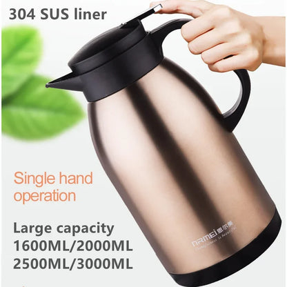 2/3L Large Capacity Stainless Steel Thermal Coffee Carafe Home Office Thermos Vacuum Flasks Kettle European Pot cafe