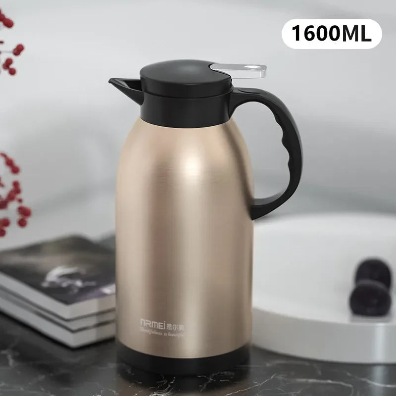 2/3L Large Capacity Stainless Steel Thermal Coffee Carafe Home Office Thermos Vacuum Flasks Kettle European Pot cafe