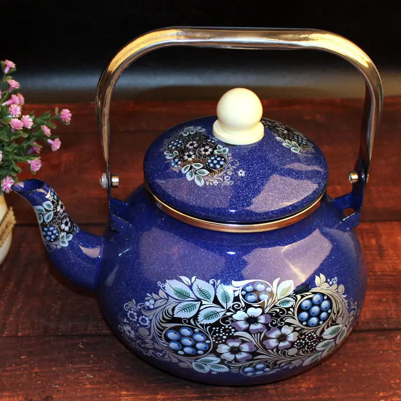 2.4/2.5L Hand Painted Enamel Teapot Ethnic Restaurant Milk Tea Kettle Tea Set Boiling Kettle