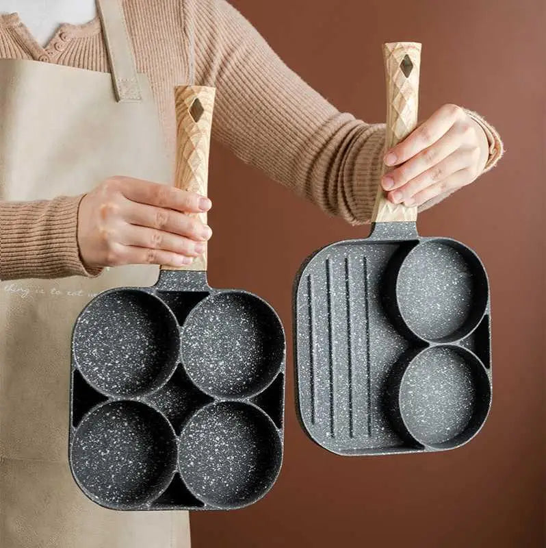 2/4 hole Frying Pot Pan Thickened Omelet Pan Non-Stick Egg Pancake Steak Pan Cooking Egg Ham Pans Breakfast Maker Cookware