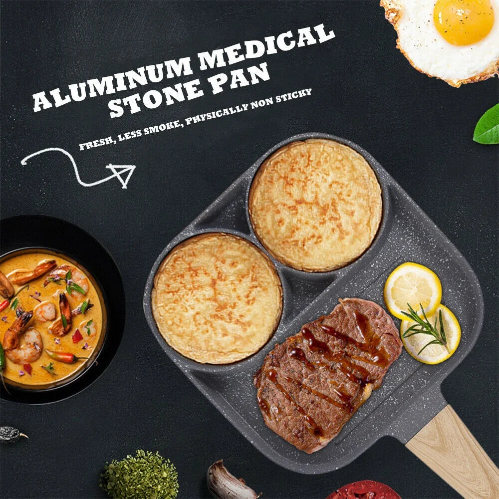 2/4 hole Frying Pot Pan Thickened Omelet Pan Non-Stick Egg Pancake Steak Pan Cooking Egg Ham Pans Breakfast Maker Cookware