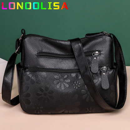 2 Layers Casual Women's Bags New Large Capacity Shoulder Crossbody Handbags and Purse Multi-pocket Leather Messenger Sac Bolsa