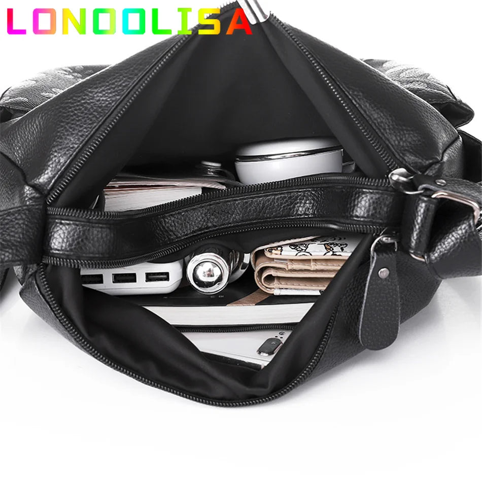 2 Layers Casual Women's Bags New Large Capacity Shoulder Crossbody Handbags and Purse Multi-pocket Leather Messenger Sac Bolsa