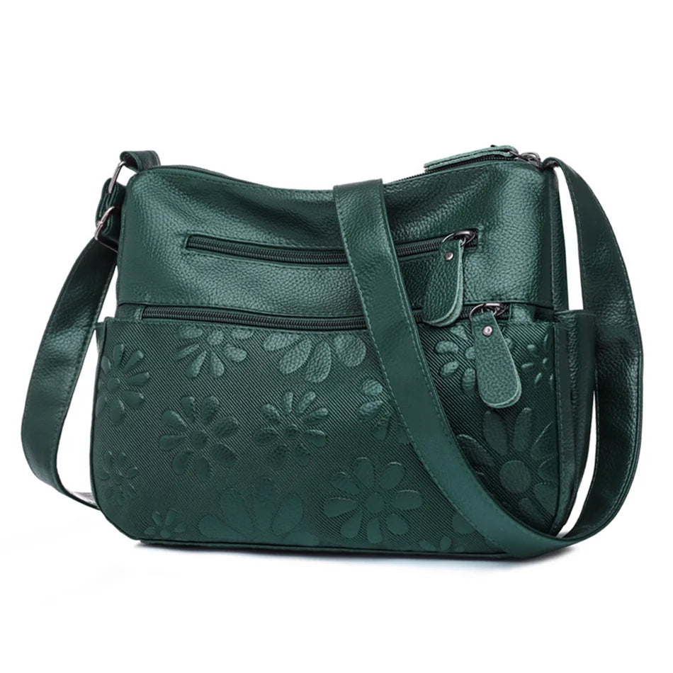 2 Layers Casual Women's Bags New Large Capacity Shoulder Crossbody Handbags and Purse Multi-pocket Leather Messenger Sac Bolsa