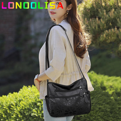 2 Layers Casual Women's Bags New Large Capacity Shoulder Crossbody Handbags and Purse Multi-pocket Leather Messenger Sac Bolsa