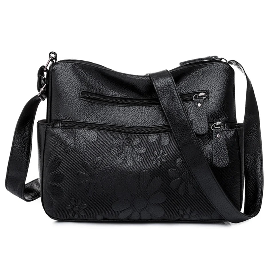 2 Layers Casual Women's Bags New Large Capacity Shoulder Crossbody Handbags and Purse Multi-pocket Leather Messenger Sac Bolsa