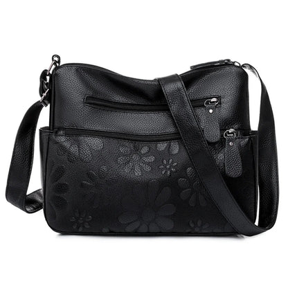 2 Layers Casual Women's Bags New Large Capacity Shoulder Crossbody Handbags and Purse Multi-pocket Leather Messenger Sac Bolsa