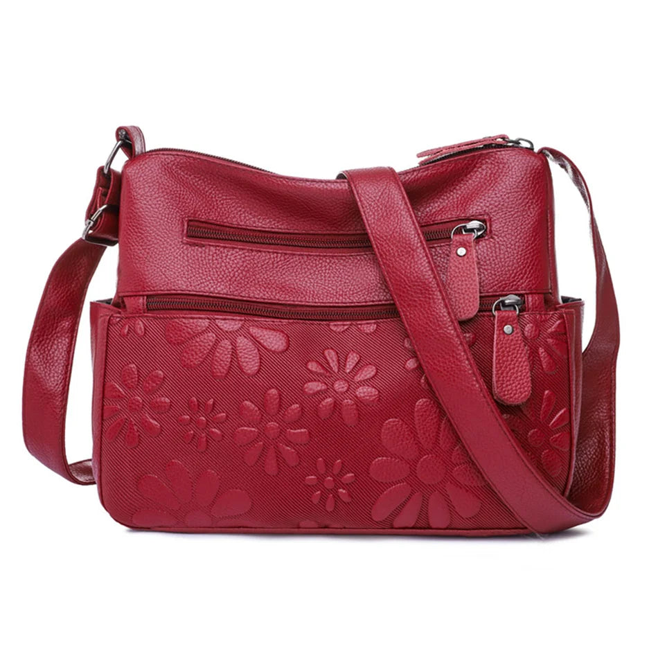 2 Layers Casual Women's Bags New Large Capacity Shoulder Crossbody Handbags and Purse Multi-pocket Leather Messenger Sac Bolsa
