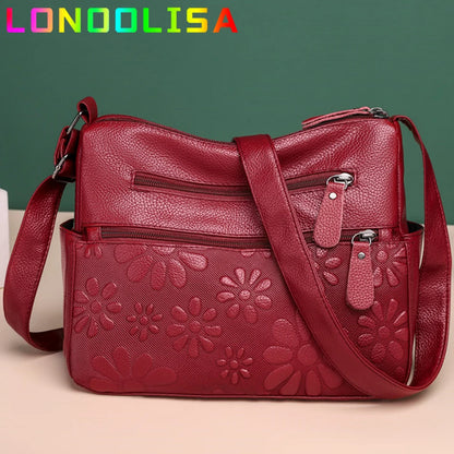 2 Layers Casual Women's Bags New Large Capacity Shoulder Crossbody Handbags and Purse Multi-pocket Leather Messenger Sac Bolsa