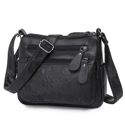 2 Layers Casual Women's Bags New Small Printing Shoulder Crossbody Handbags and Purse Multi-pocket Leather Messenger Sac Bolsa