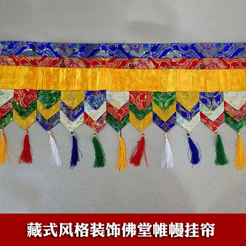 2 Meters long Buddha hall Temple decoration Buddhism family Embroidery wall Hanging table Altar Enclosing curtain draperies