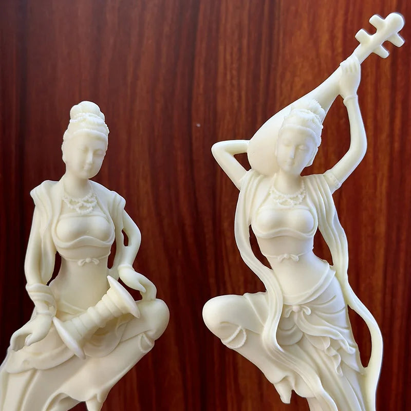 2 PCS Dunhuang Flying Girl Characters Statue ResinHandmade Sculpture Home Room Office Decoration  Chinese Characteristic Gift