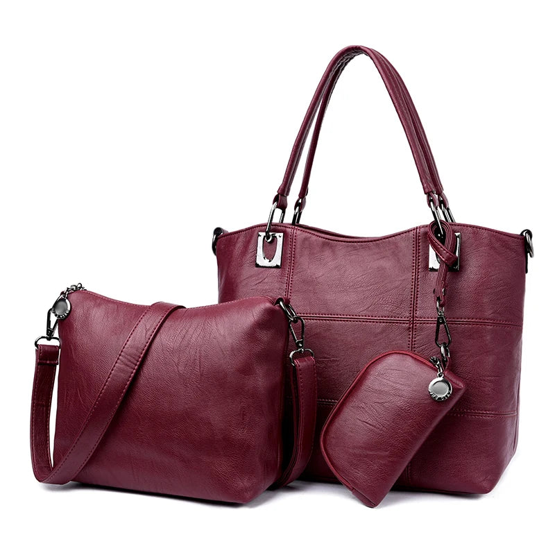 2 Pcs Fashion Women Handbag Large Woman Messenger Bag Female Leather Composite Shoulder Bag Women's Big Tote Bags 2018 New