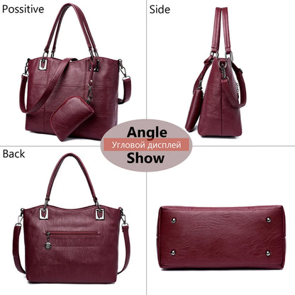 2 Pcs Fashion Women Handbag Large Woman Messenger Bag Female Leather Composite Shoulder Bag Women's Big Tote Bags 2018 New