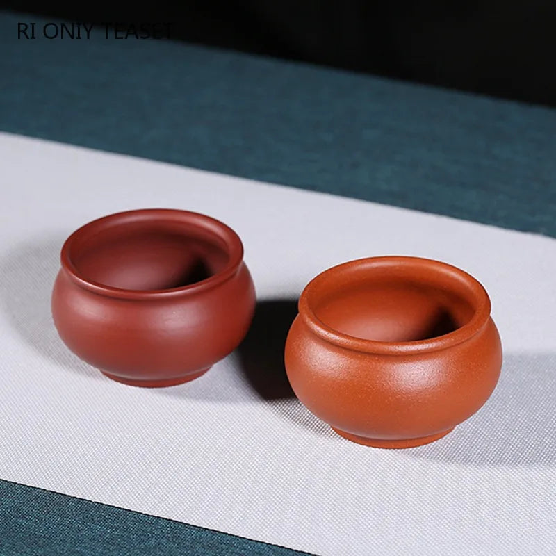 2 Pcs/set Authentic Yixing Handmade Purple Clay Teacup Travel Portable Meditation Cup Tea Bowl Master Cup Chinese Zisha Tea Set
