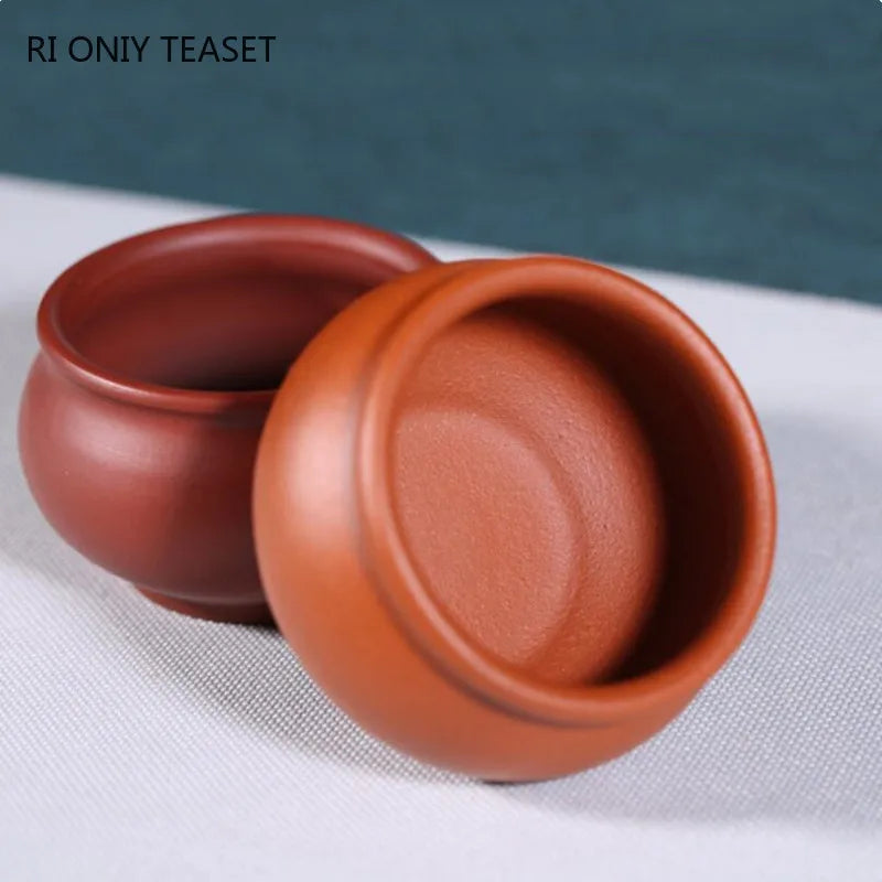 2 Pcs/set Authentic Yixing Handmade Purple Clay Teacup Travel Portable Meditation Cup Tea Bowl Master Cup Chinese Zisha Tea Set