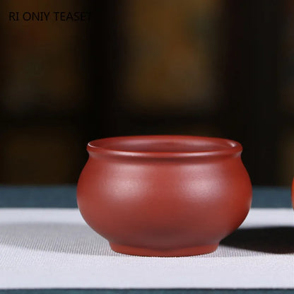 2 Pcs/set Authentic Yixing Handmade Purple Clay Teacup Travel Portable Meditation Cup Tea Bowl Master Cup Chinese Zisha Tea Set