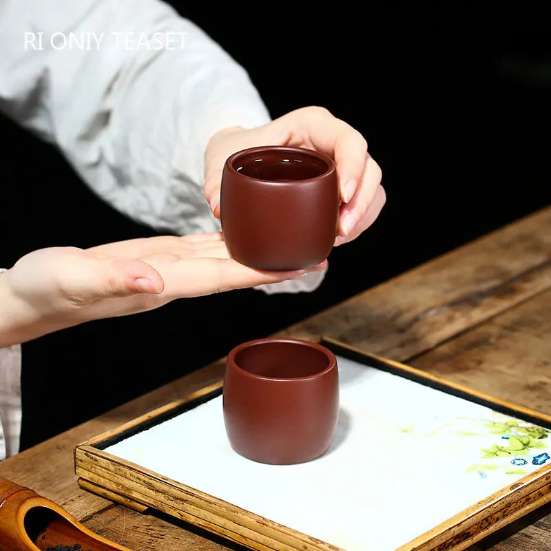 2 Pcs/set Authentic Yixing Purple Clay Teacup Travel Meditation Cup Handmade Tea Bowl Master Tea Cup Chinese Zisha Tea Set 70ml