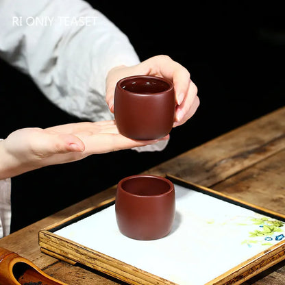 2 Pcs/set Authentic Yixing Purple Clay Teacup Travel Meditation Cup Handmade Tea Bowl Master Tea Cup Chinese Zisha Tea Set 70ml