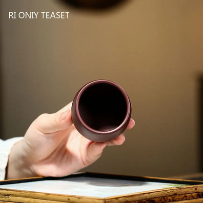 2 Pcs/set Authentic Yixing Purple Clay Teacup Travel Meditation Cup Handmade Tea Bowl Master Tea Cup Chinese Zisha Tea Set 70ml