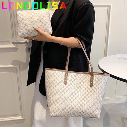 2 Pcs/set Luxury Designer High Capacity Tote Handbag for Women 2021 Trends Brand Designer Striped Shopper Shoulder Shopping Bag