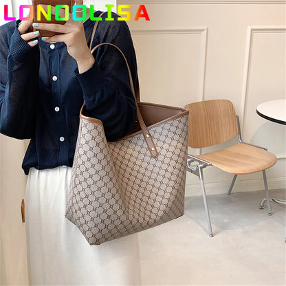 2 Pcs/set Luxury Designer High Capacity Tote Handbag for Women 2021 Trends Brand Designer Striped Shopper Shoulder Shopping Bag