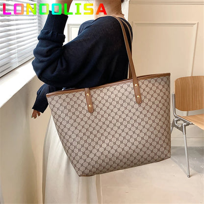 2 Pcs/set Luxury Designer High Capacity Tote Handbag for Women 2021 Trends Brand Designer Striped Shopper Shoulder Shopping Bag